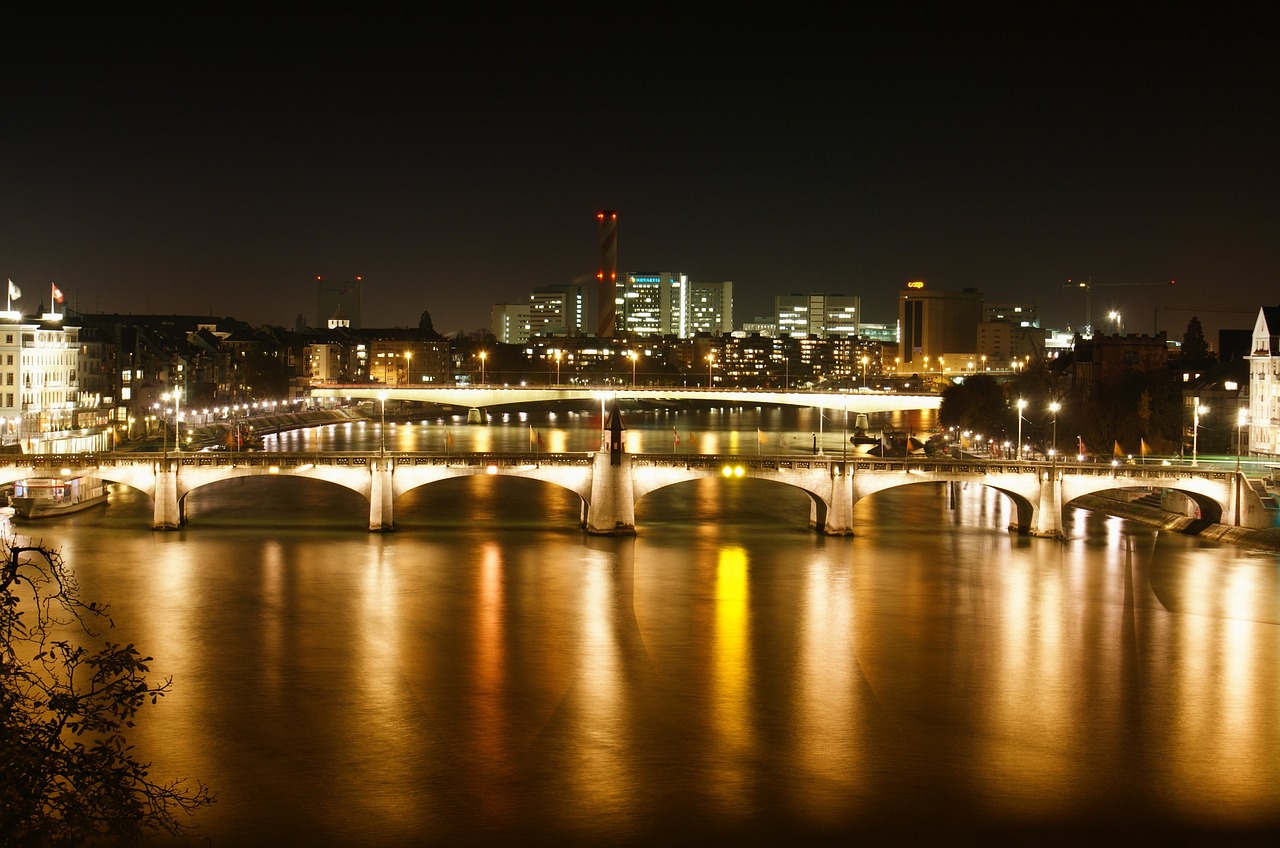 bridge night city free photo