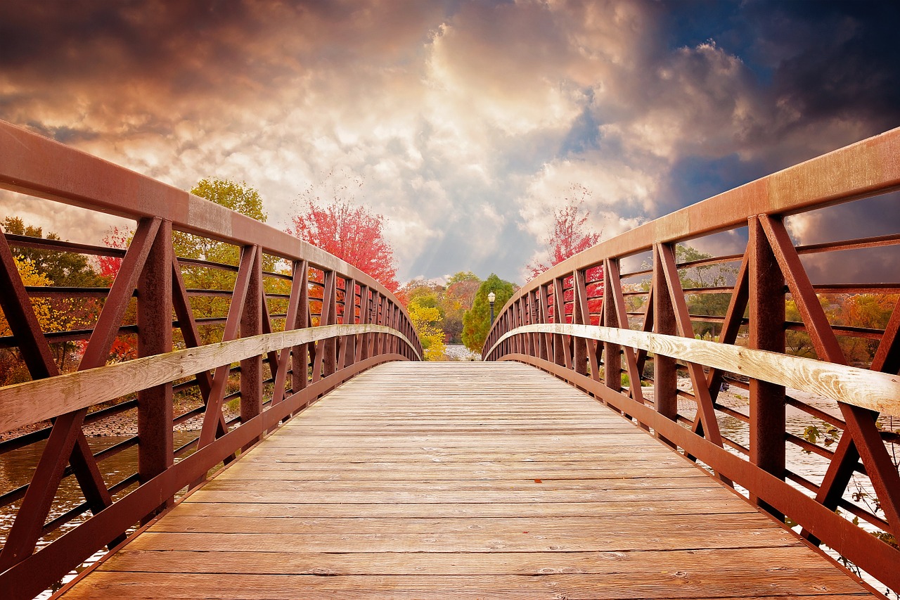 bridge sunset nature free photo