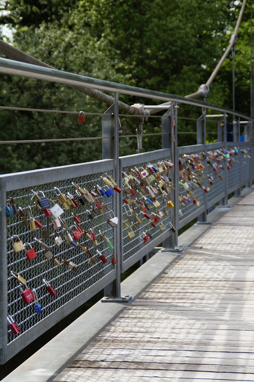 bridge love locks castles free photo