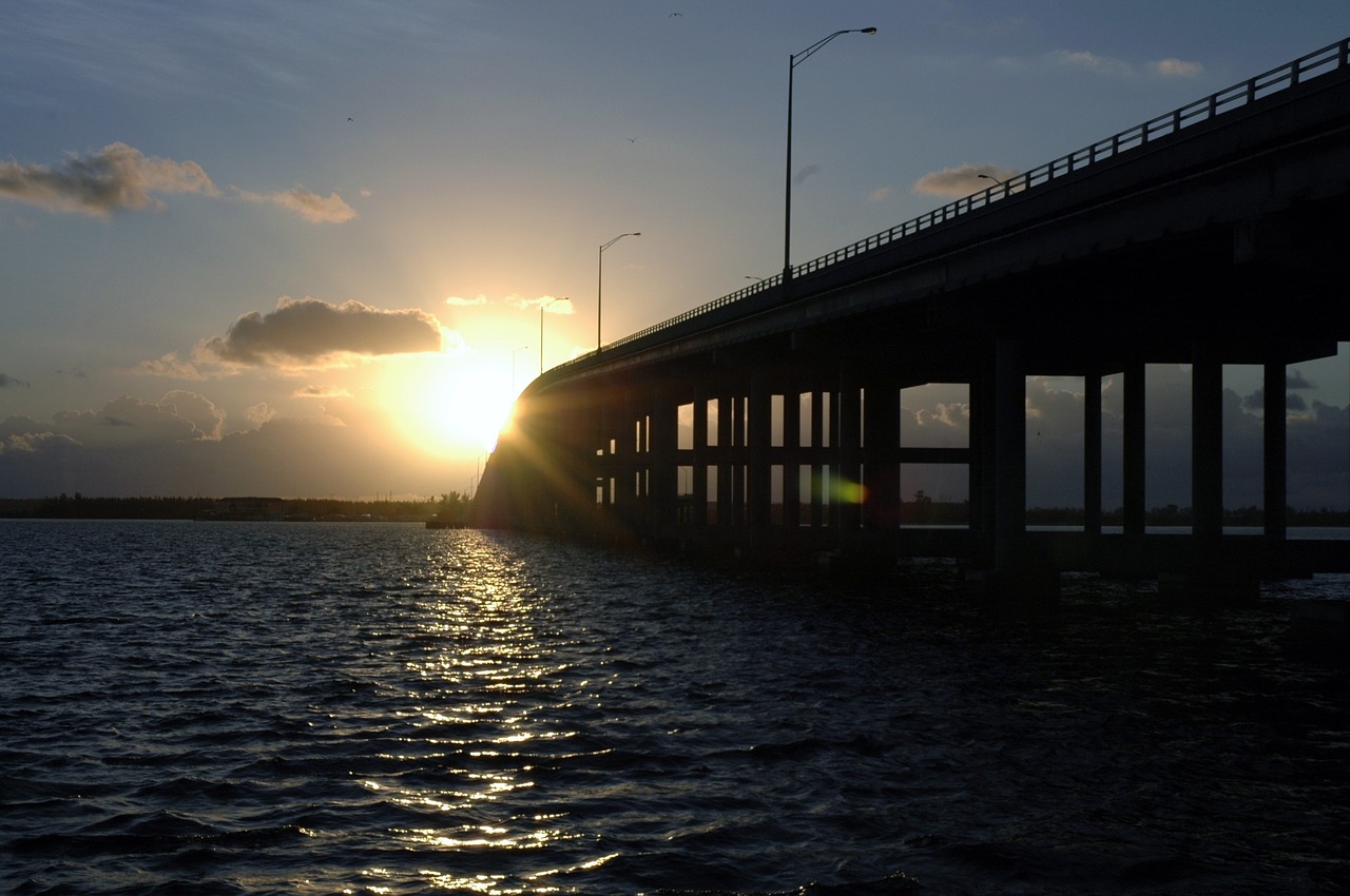 bridge key biscayne sunrise free photo