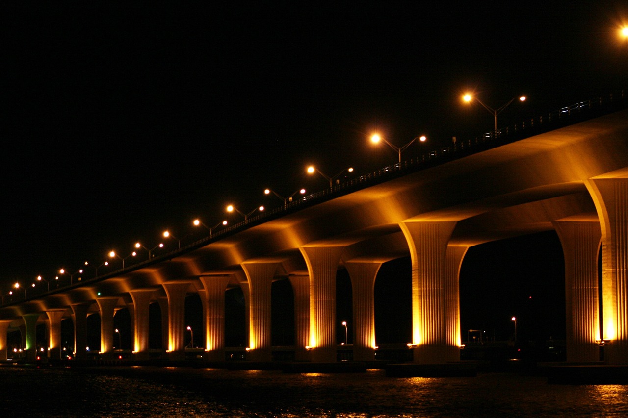 bridge night architecture free photo