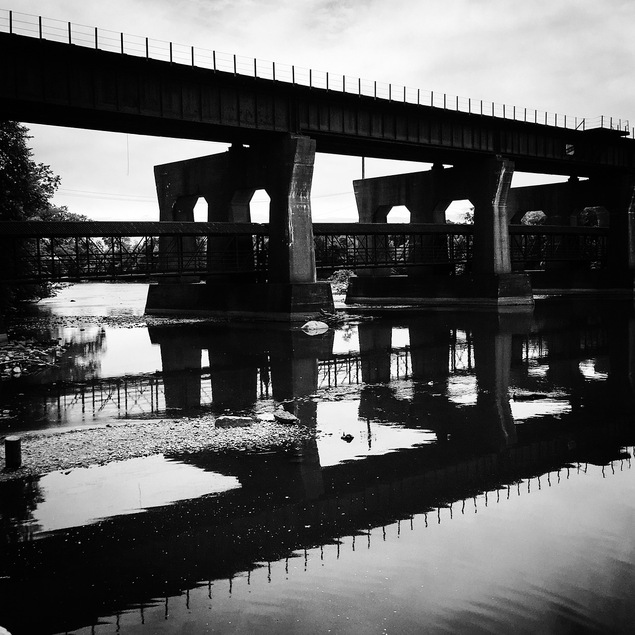 bridge railroad river free photo