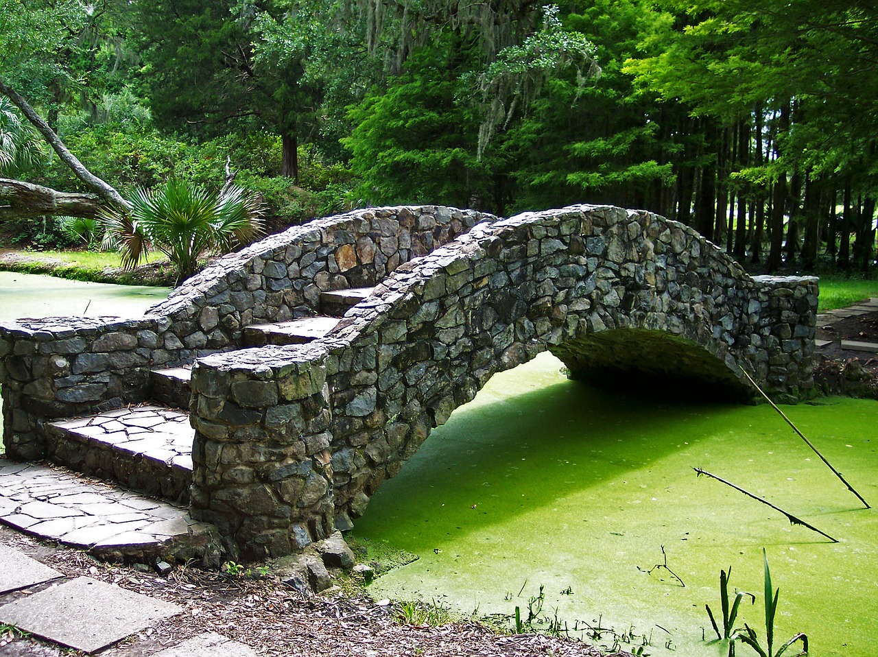 bridge footbridge garden free photo
