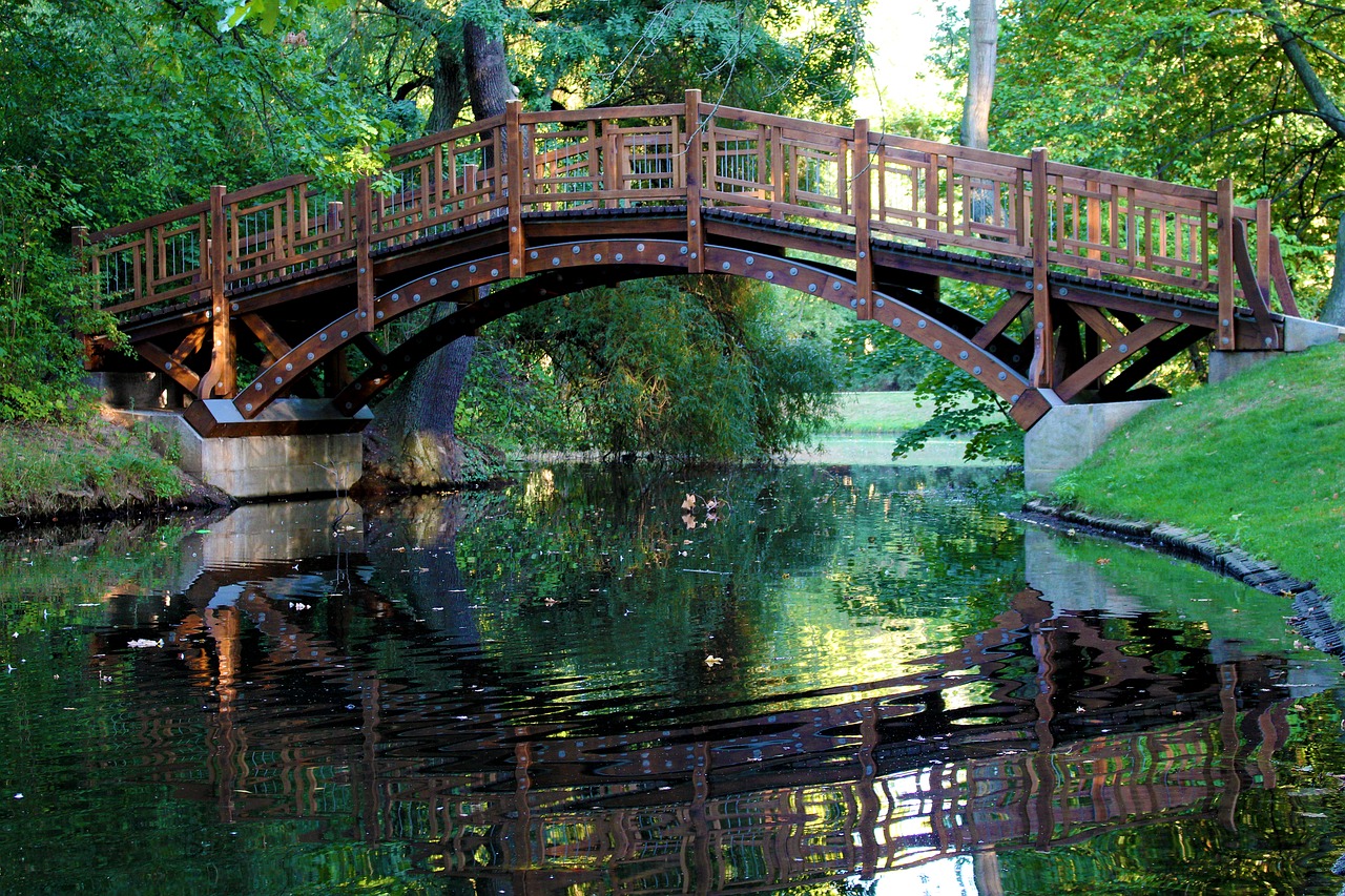 bridge mirroring water free photo