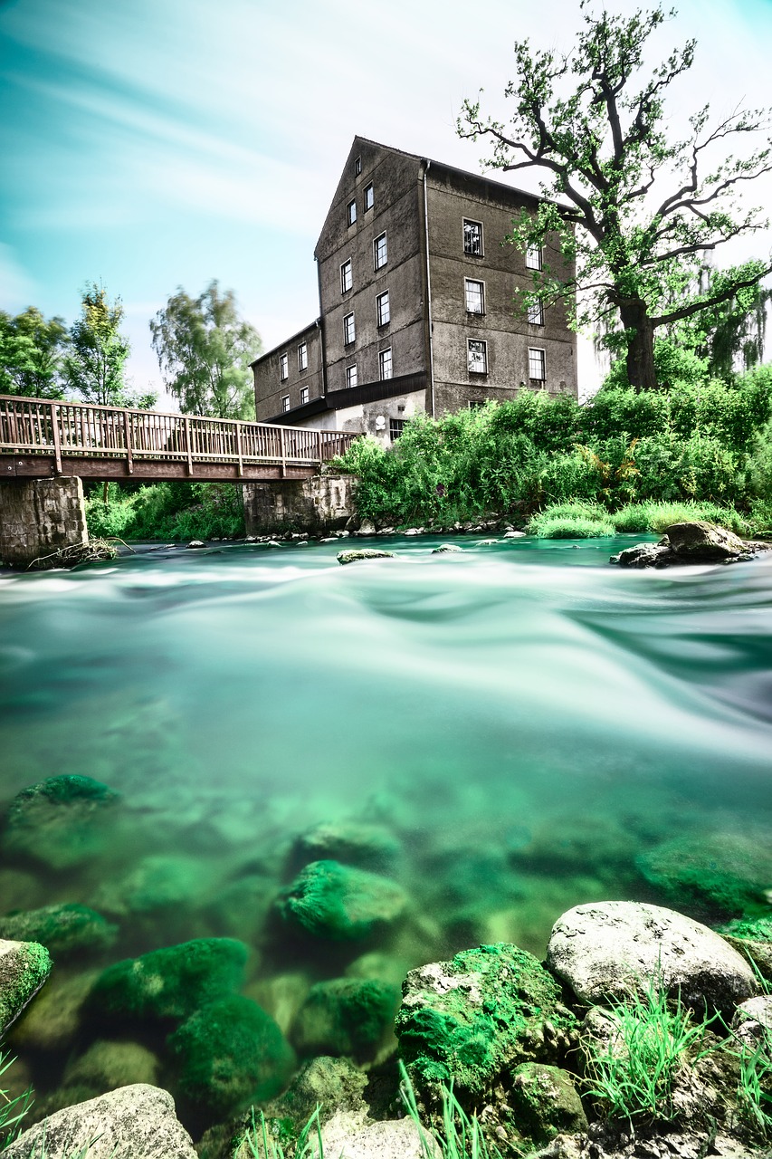 bridge building river free photo