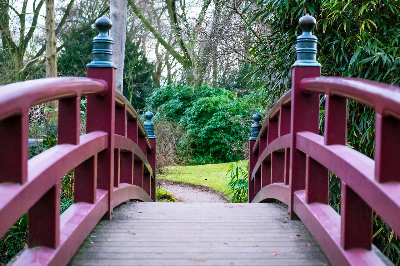 bridge japanese garden railing free photo