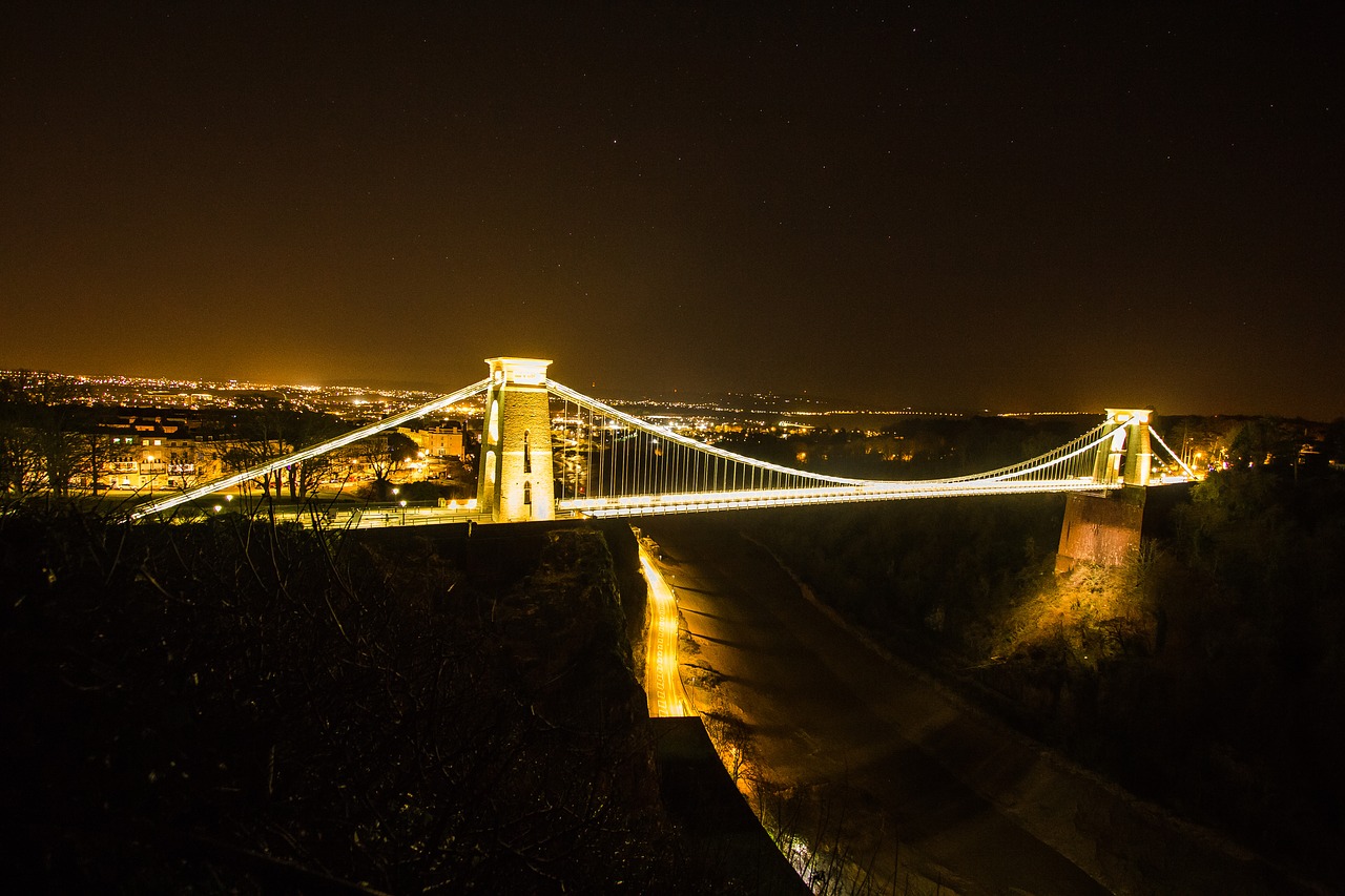 bridge night lights free photo
