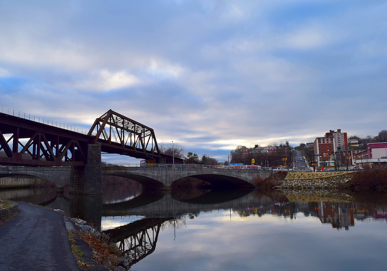 bridge water reflection free photo