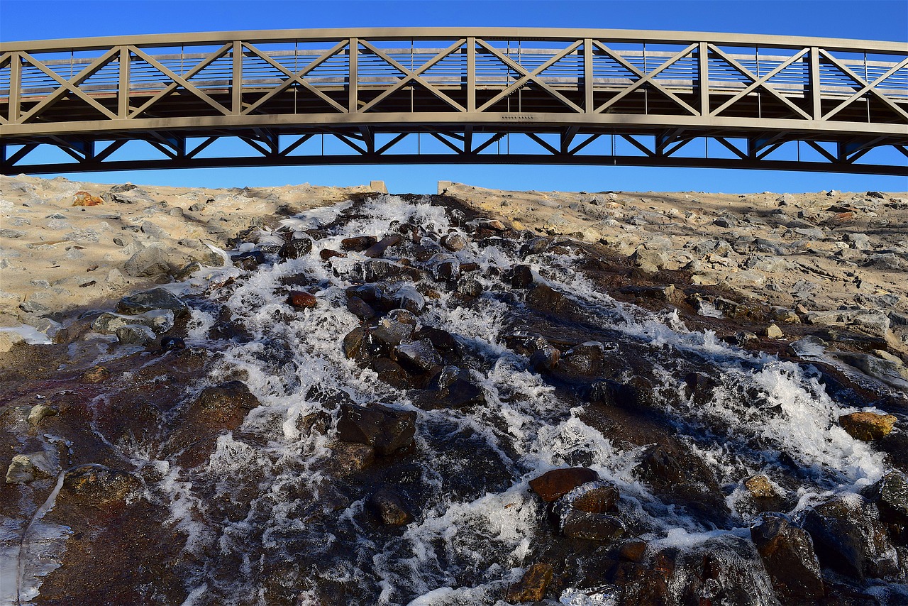 bridge stream waterfall free photo