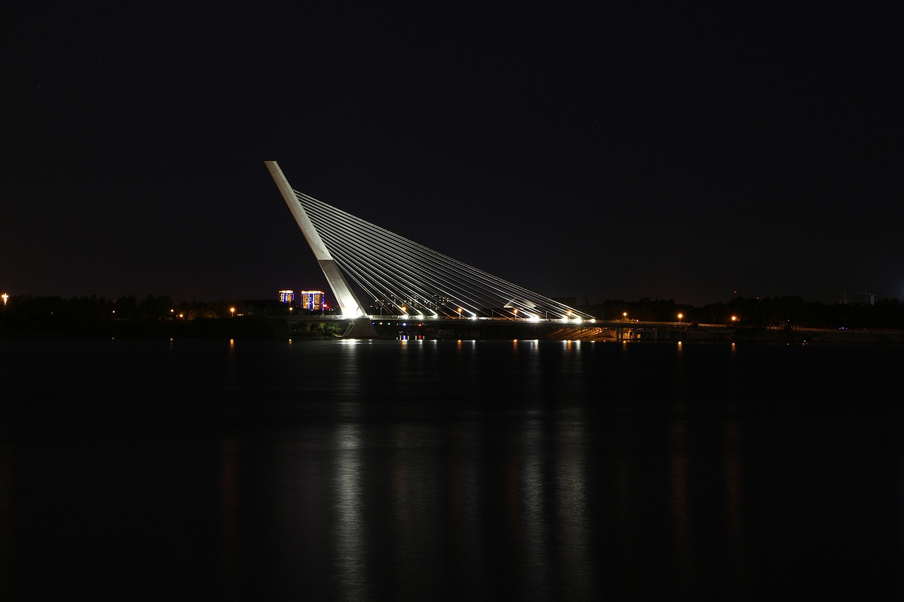 bridge light night view free photo