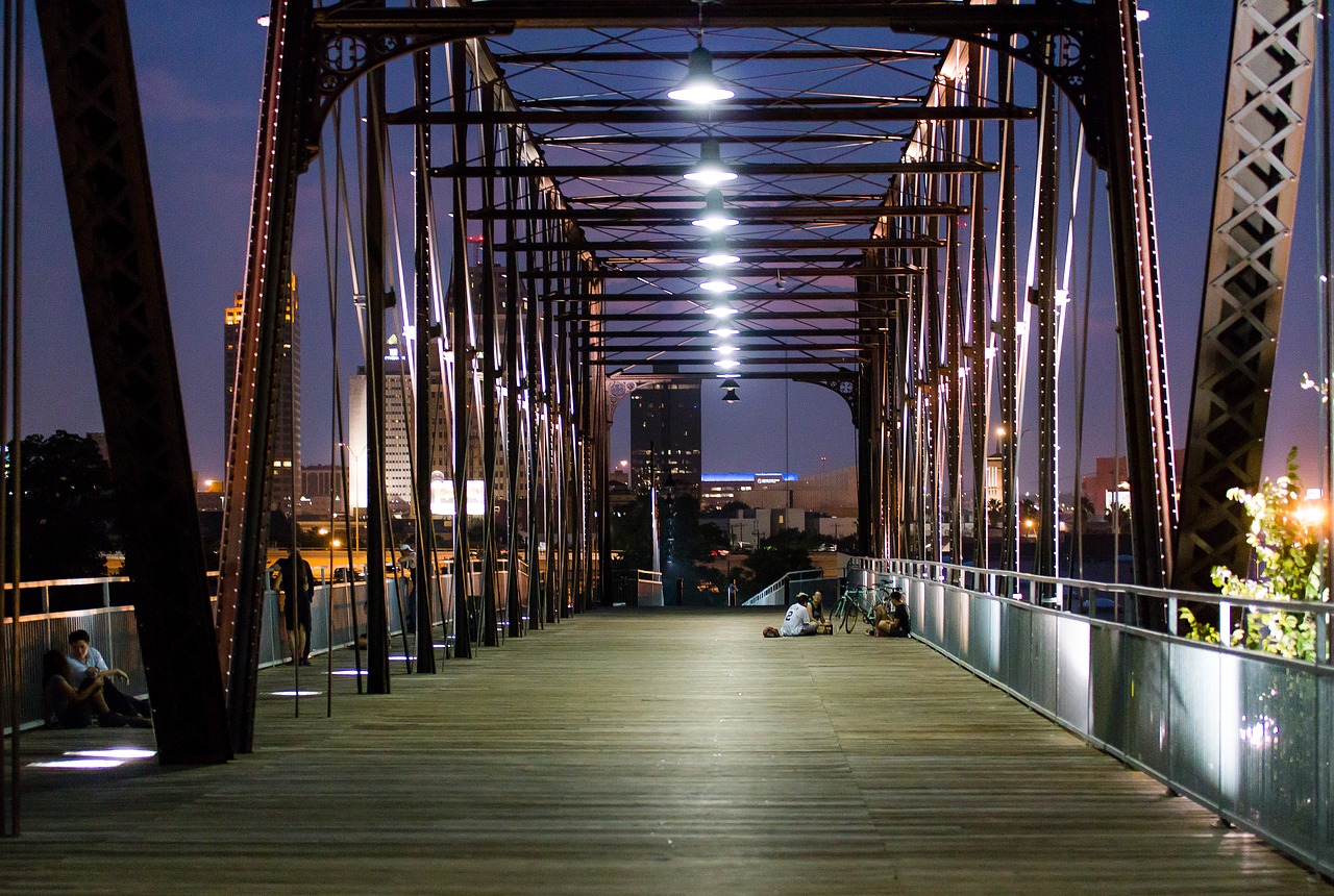 bridge night city free photo