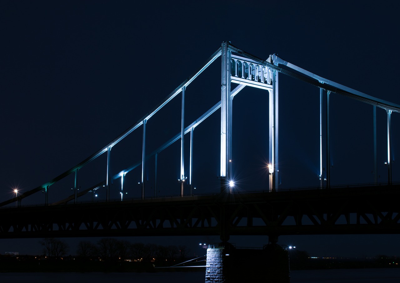 bridge night lighting free photo