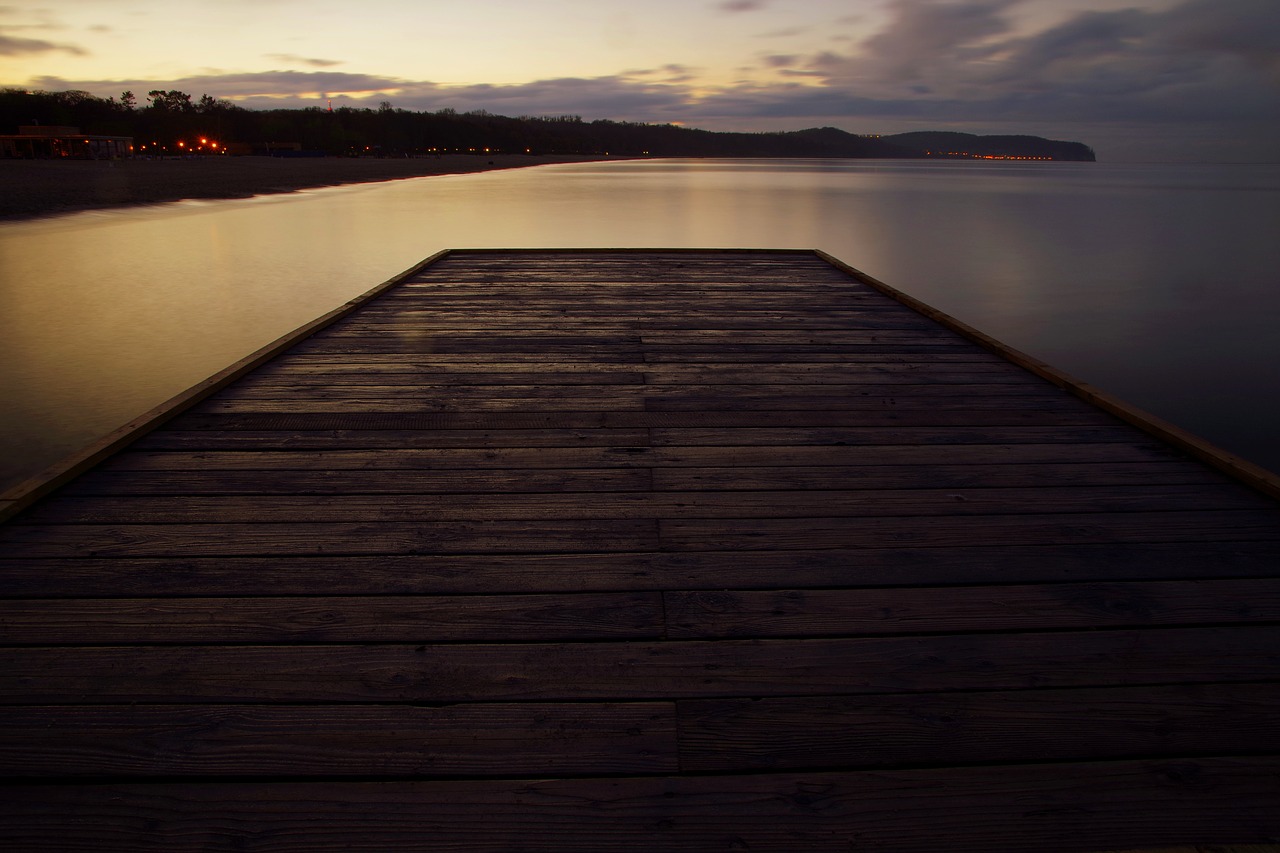 bridge sea twilight free photo