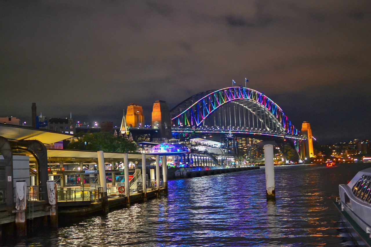 bridge night pier free photo