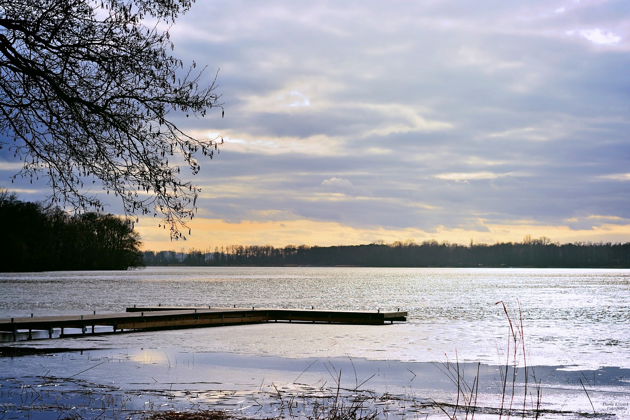 bridge lake sky free photo