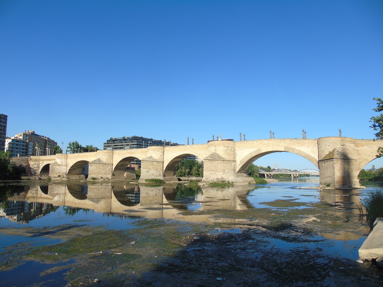 bridge saragossa river free photo