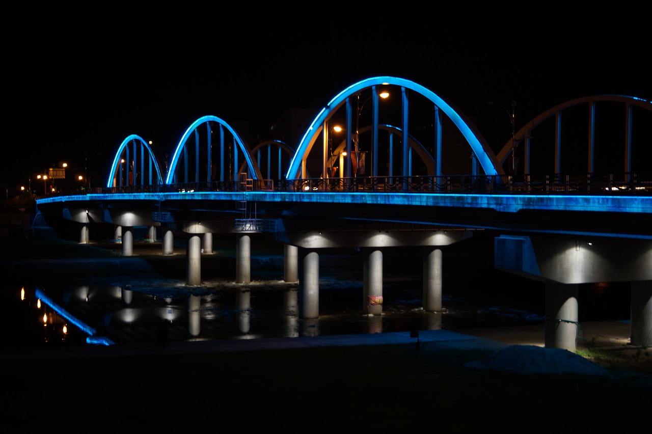 bridge lights night view free photo