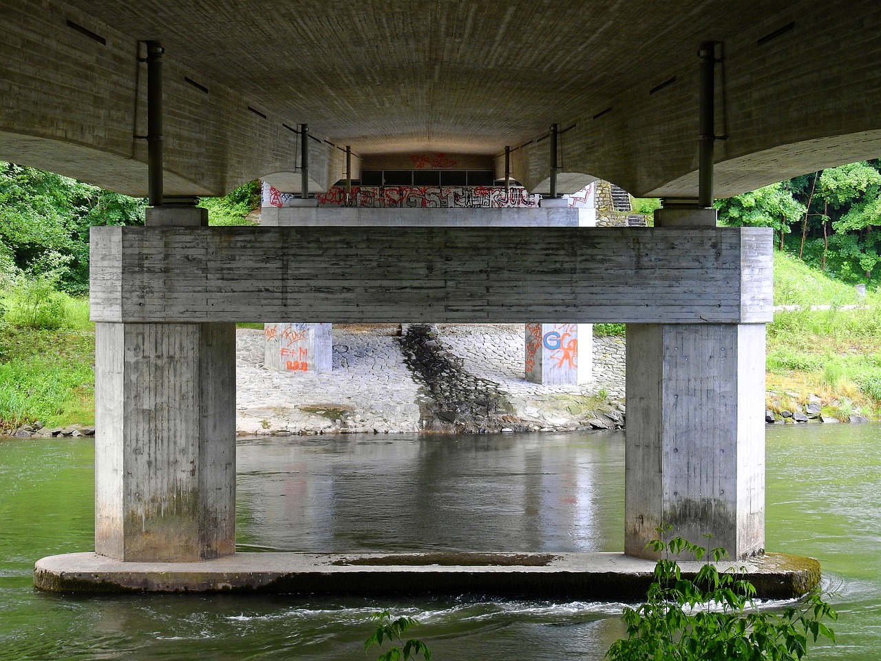 bridge river water free photo