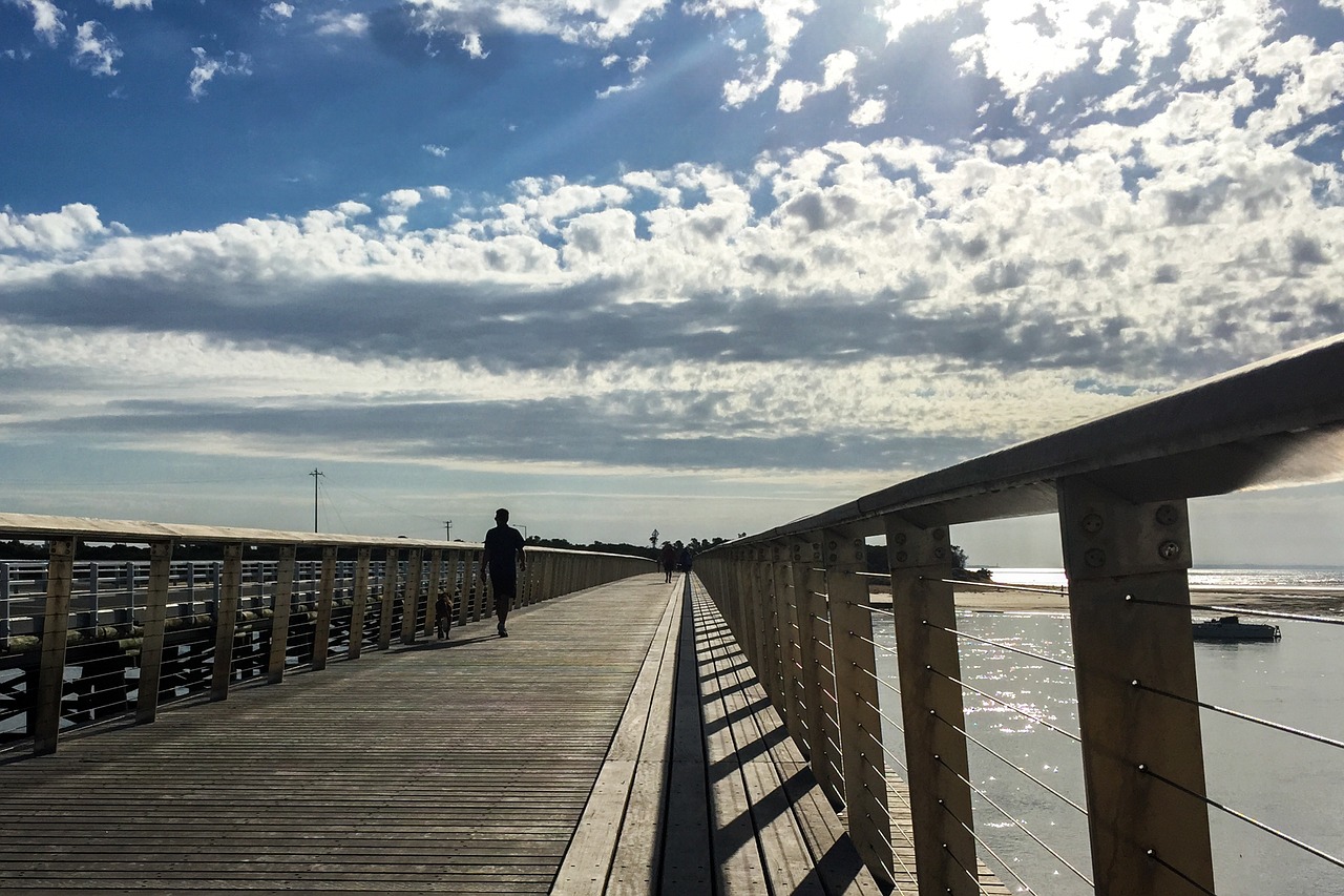 bridge river sky free photo