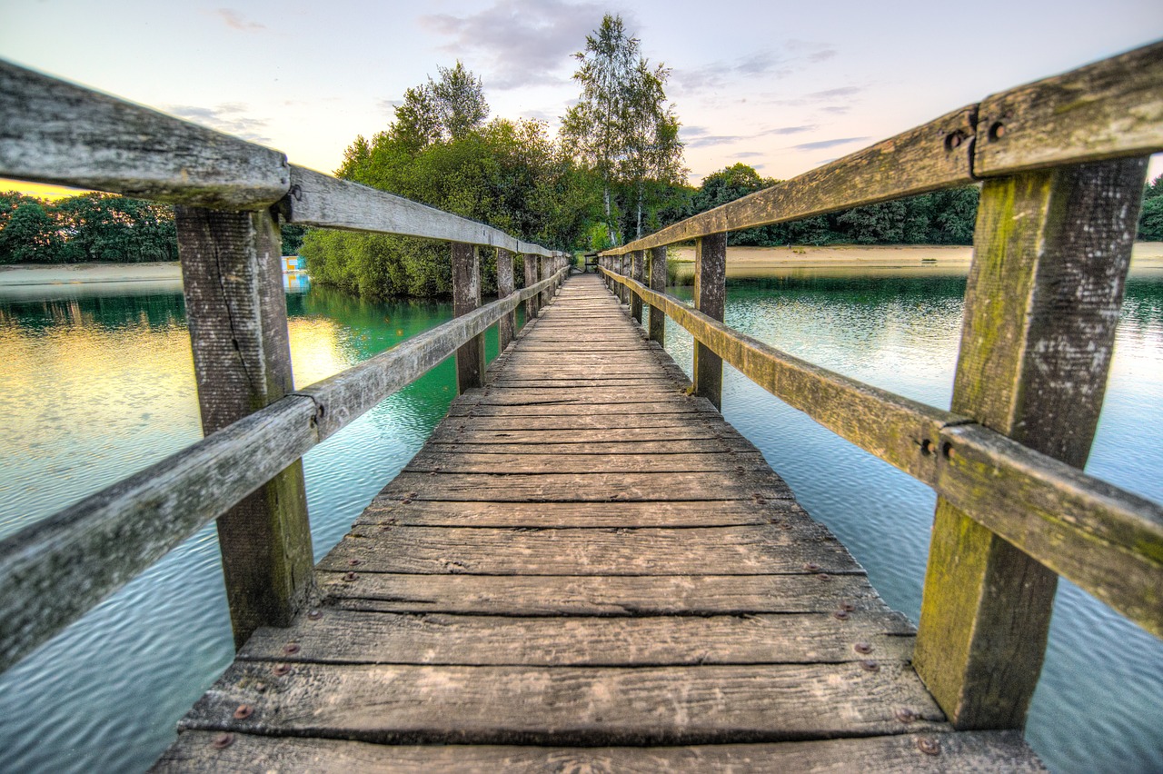 bridge sunset water free photo