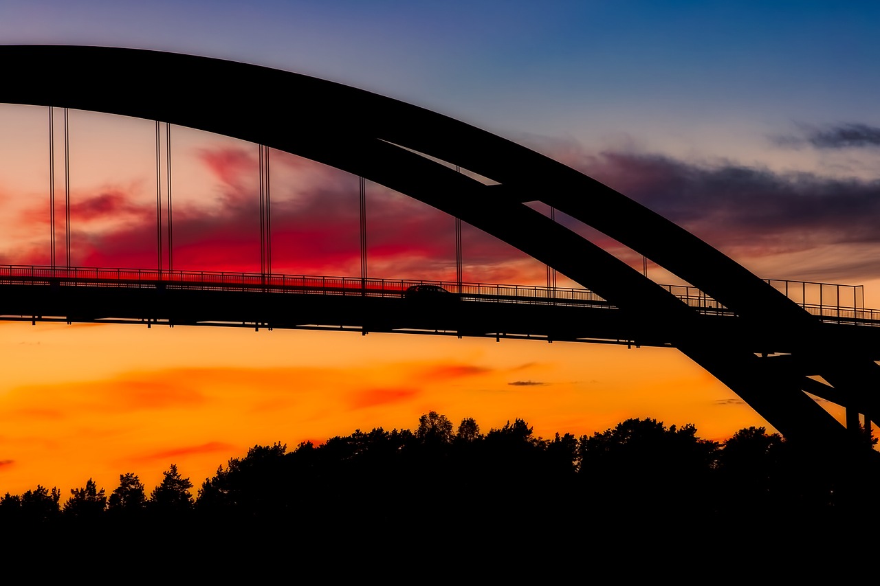 bridge sunset dusk free photo