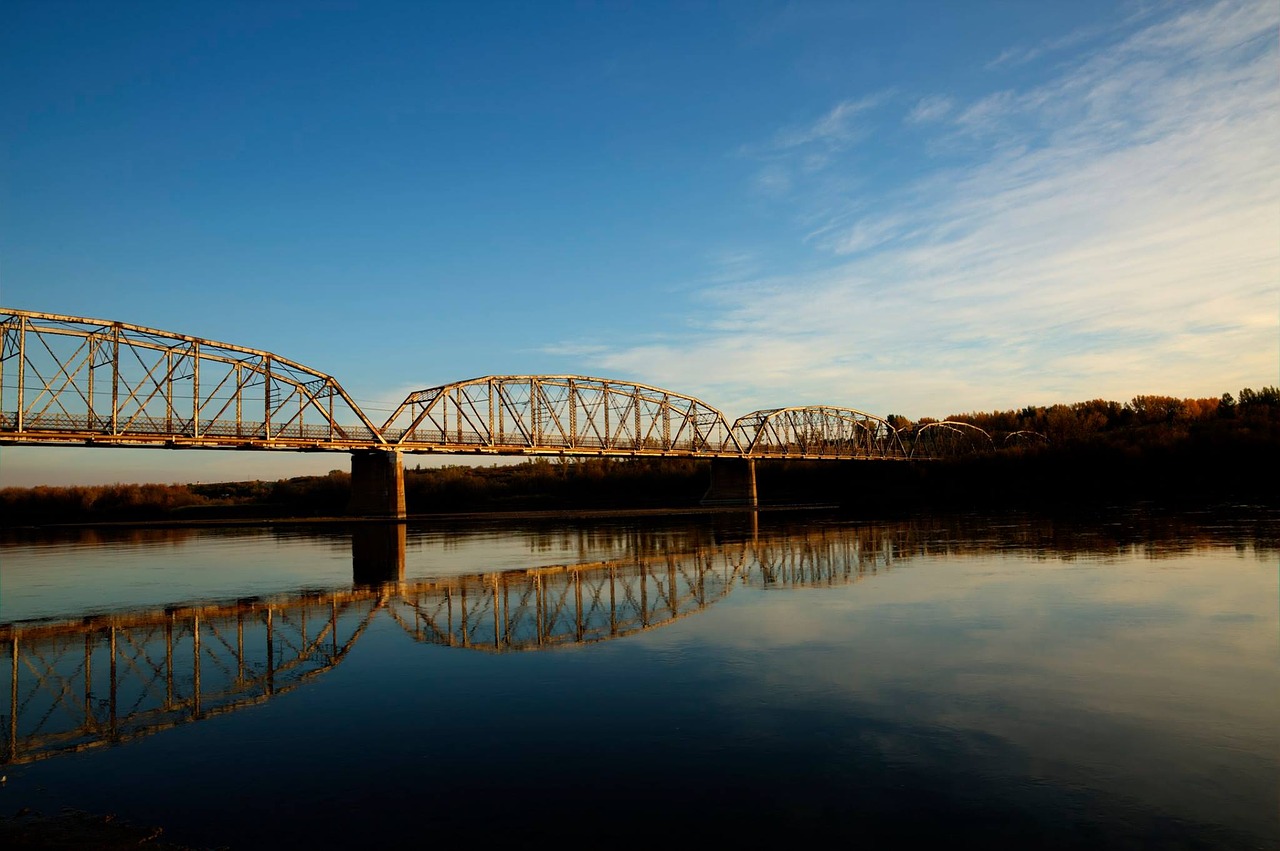 bridge river reflection free photo