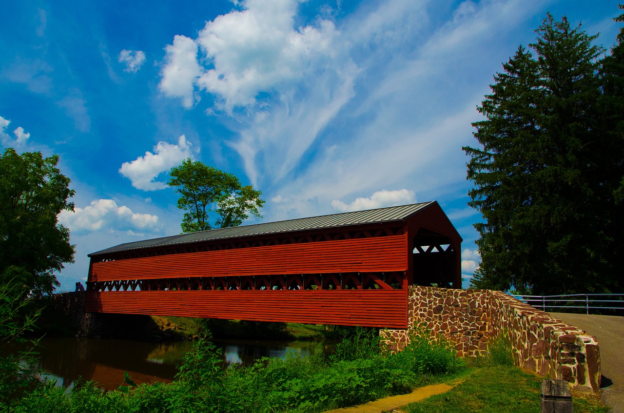 bridge sky clouds free photo