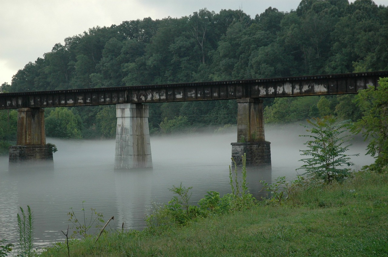 bridge railroad trestle river free photo