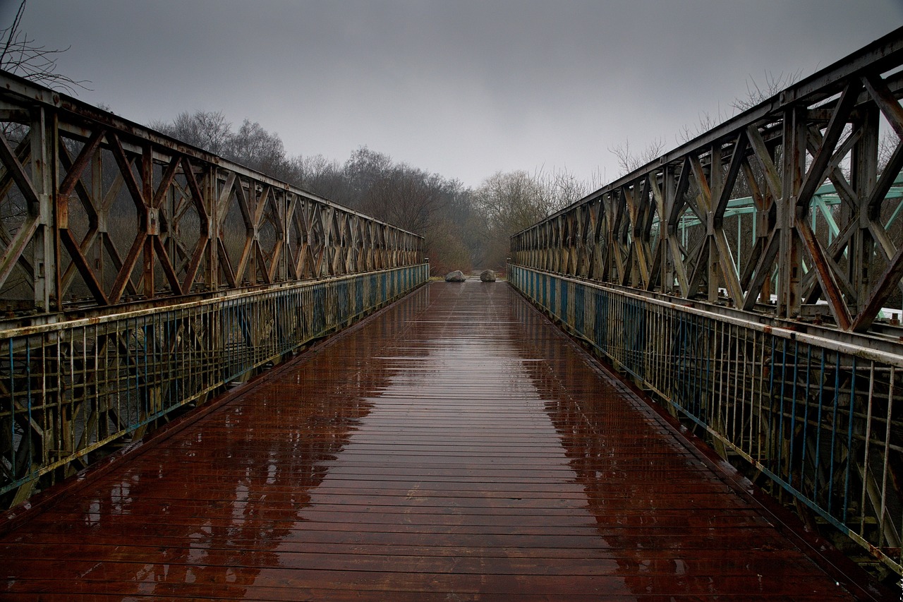 bridge river rain free photo
