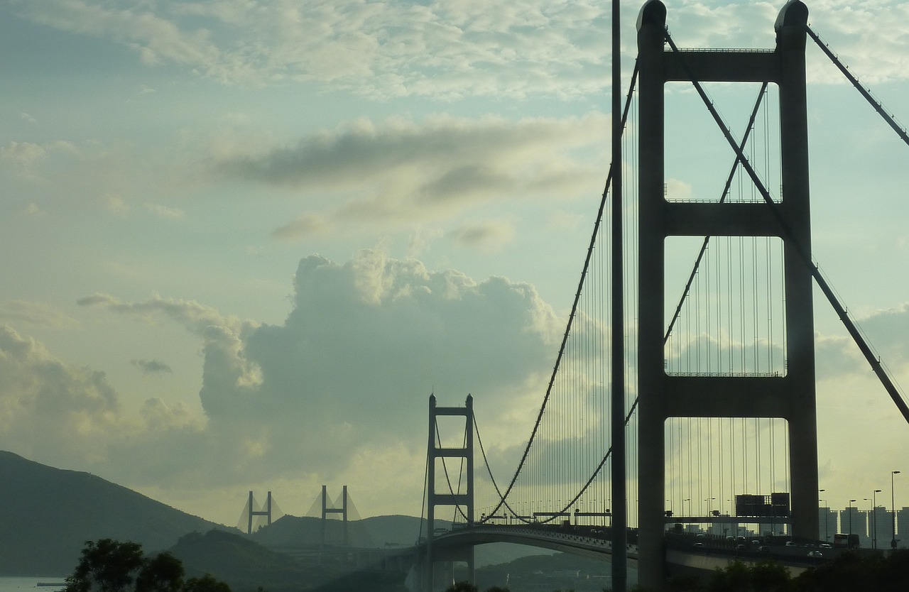 bridge hong kong suspension bridge free photo