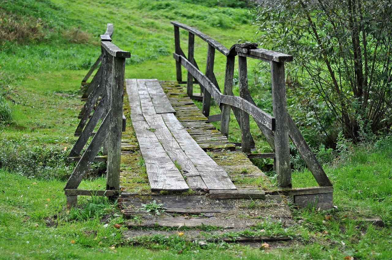 bridge wooden bridge transition free photo