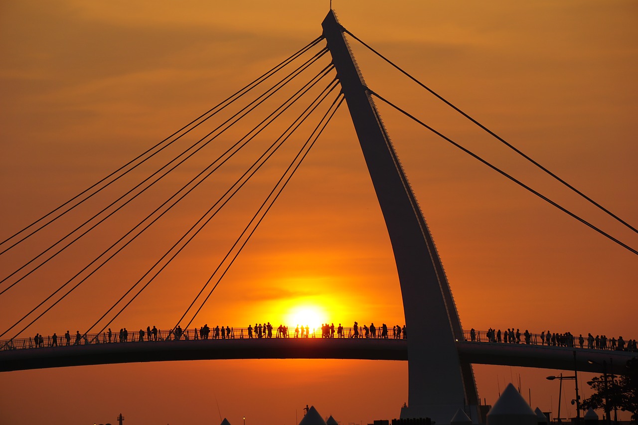 bridge sunset city free photo