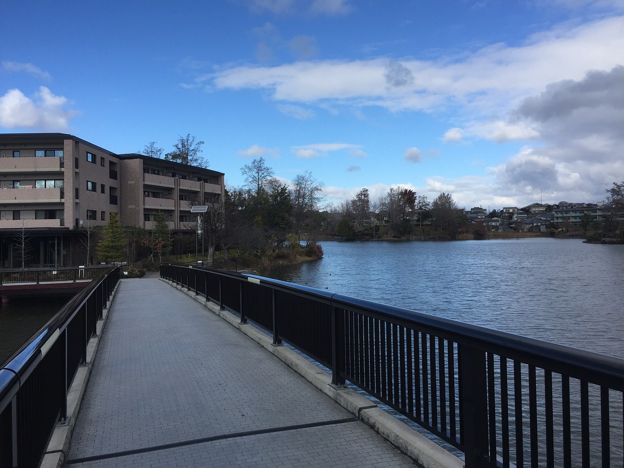 bridge lake sky free photo