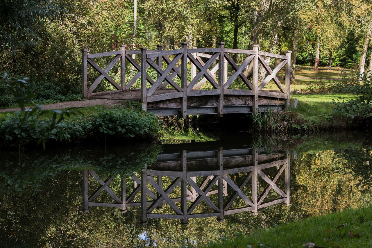 bridge mirroring water free photo