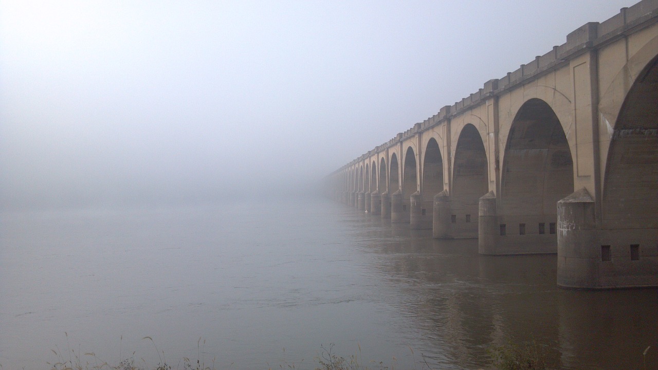 bridge fog architecture free photo