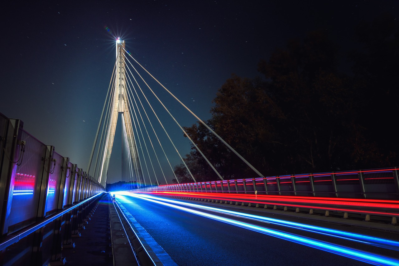 bridge night architecture free photo