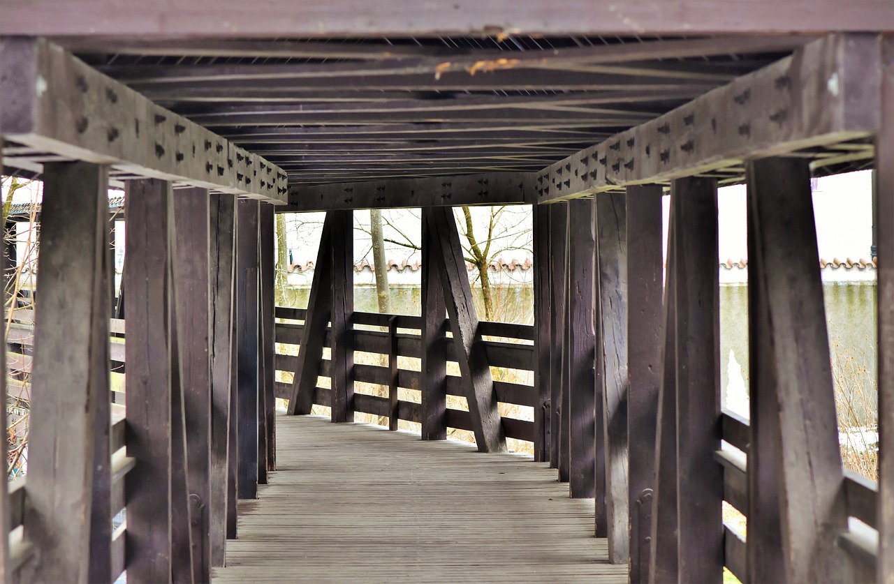 bridge wooden bridge transition free photo