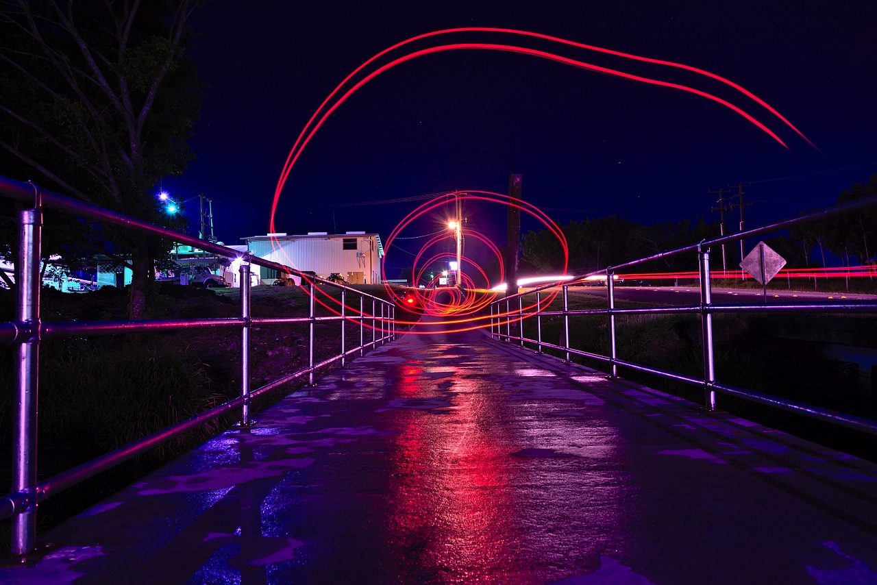 bridge light night free photo