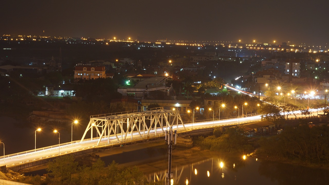 bridge  light  night free photo