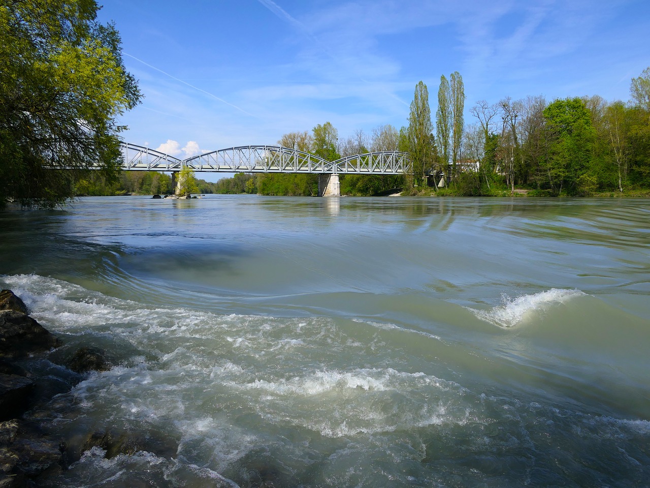 bridge  metal  river free photo