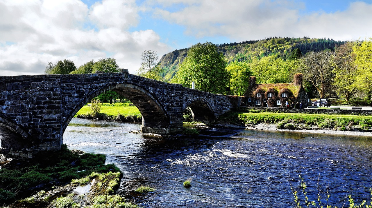 bridge  wales  clouds free photo