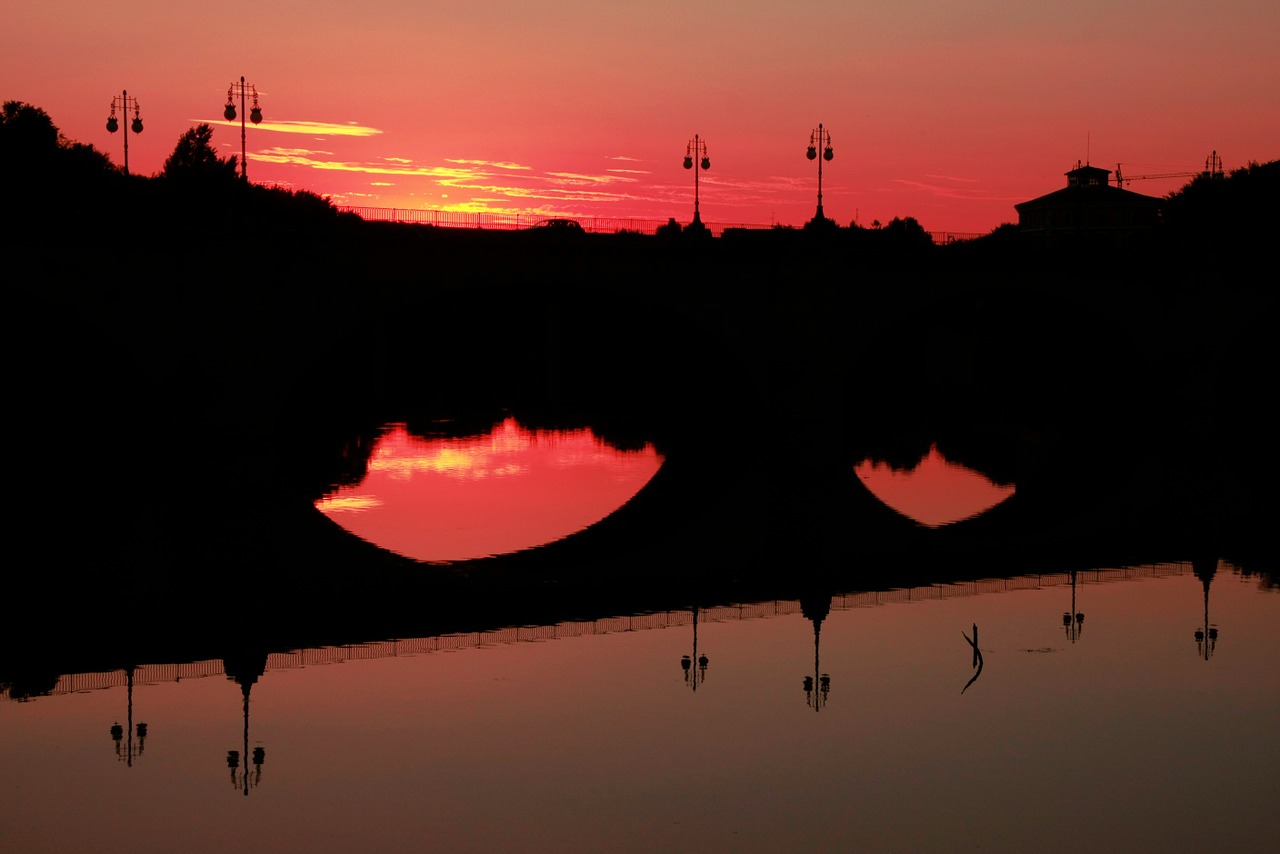 bridge sunset river free photo