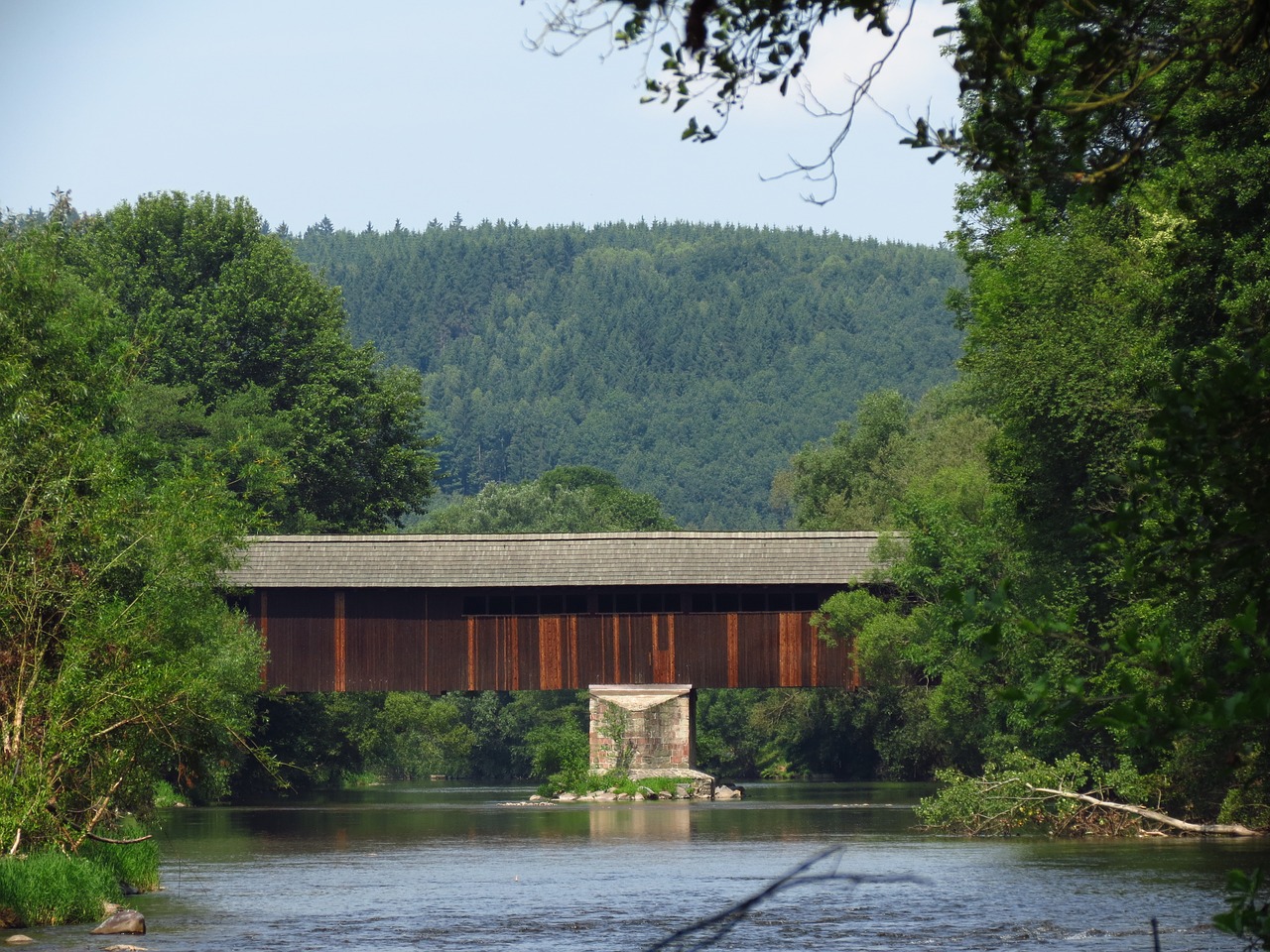 bridge wood river free photo