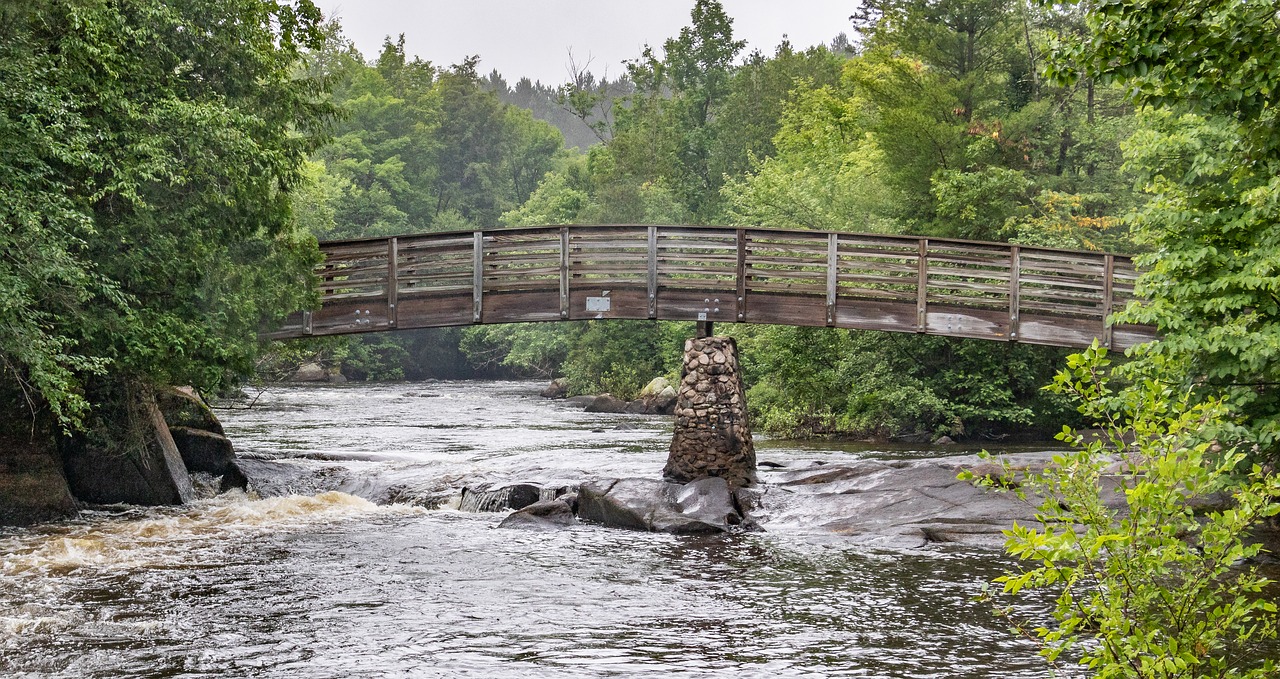 bridge  rapids  park free photo