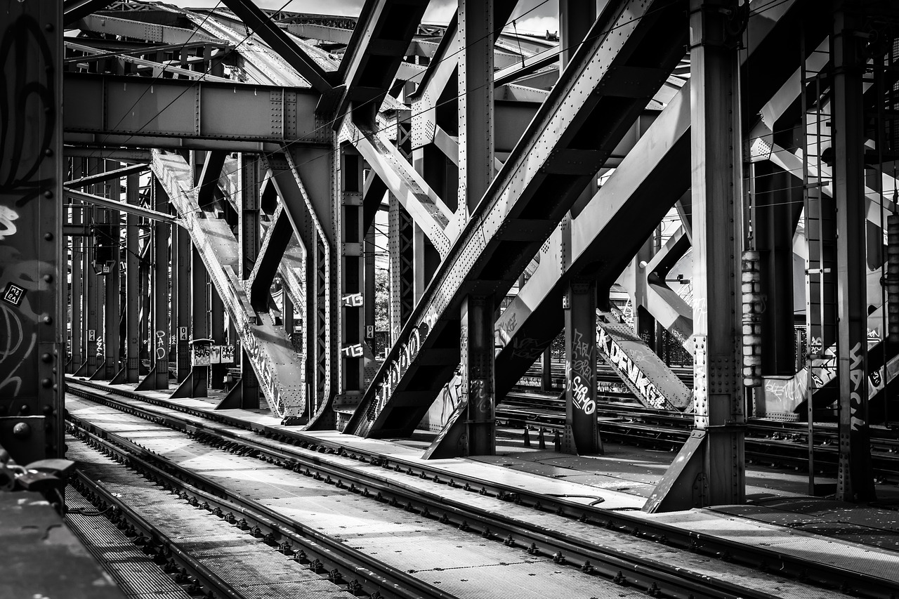 bridge  steel structure  railway bridge free photo