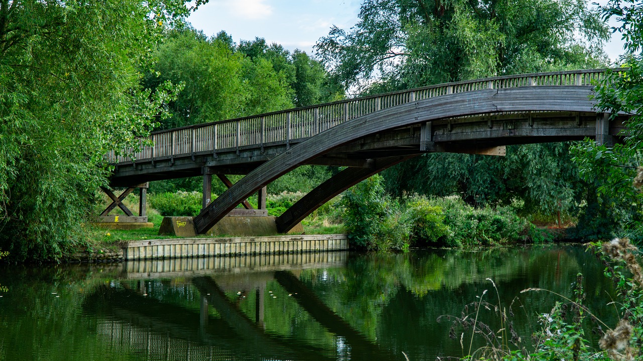 bridge  river  green free photo