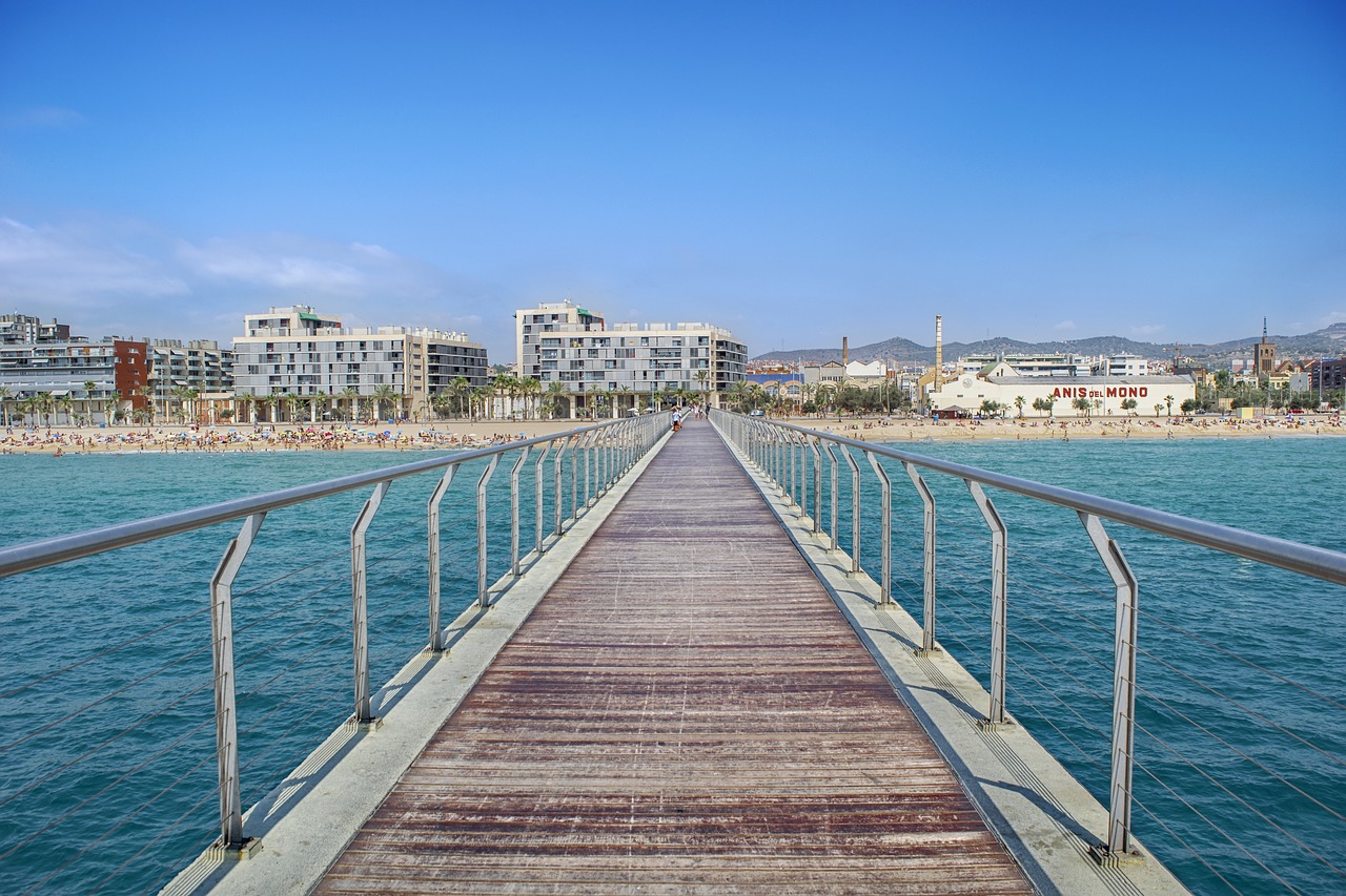 bridge  beach  sea free photo