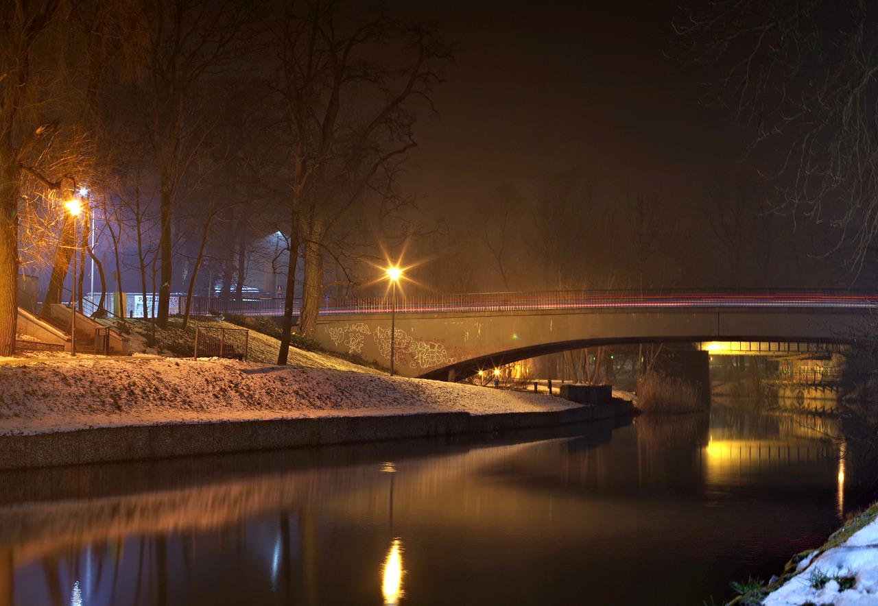 bridge  channel  winter free photo