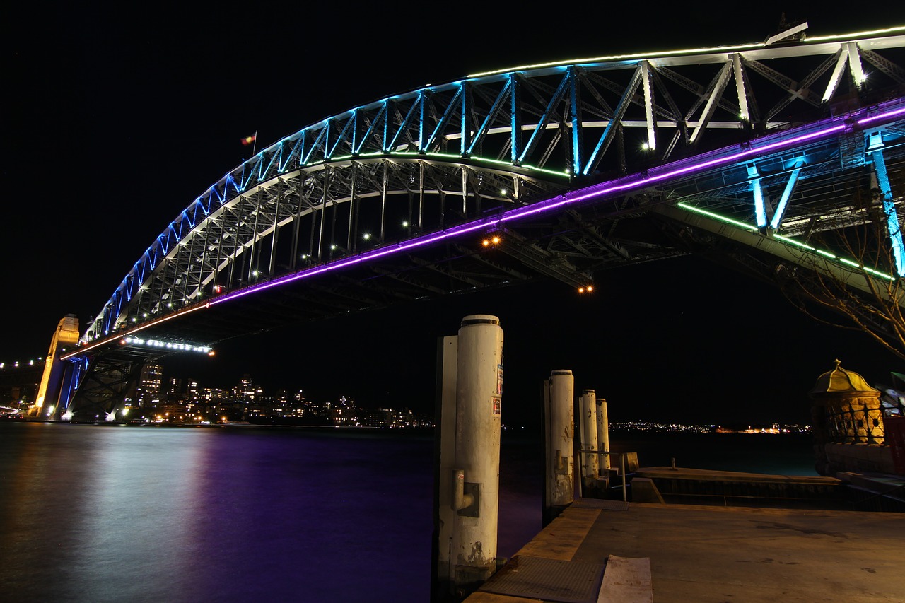 bridge night sydney free photo