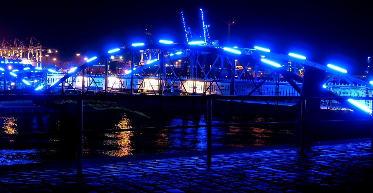bridge illuminated night free photo